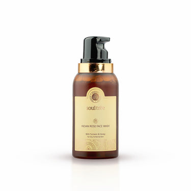 SoulTree Ayurvedic Indian Rose Face Wash With Turmeric & Honey For Dry to Normal Skin - Heals and Prevents Blemishes, Deeply Hydrates, and Nourishes Naturally-120ml